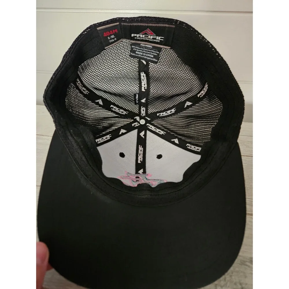 Pacific Headwear 404M Trucker Hat Cap Black PG Logo Men's Size L-XL Flexfit